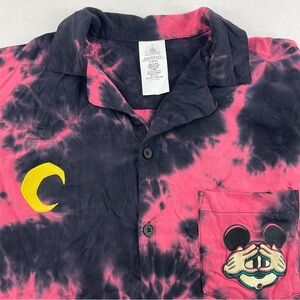 Disney Mickey Mouse Halloween Tie Dye Shirt Mens Medium Short Sleeve Button Up